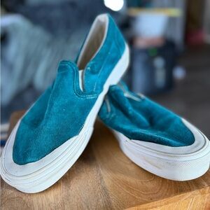 VANS Teal Slip-On Velvet Sneakers